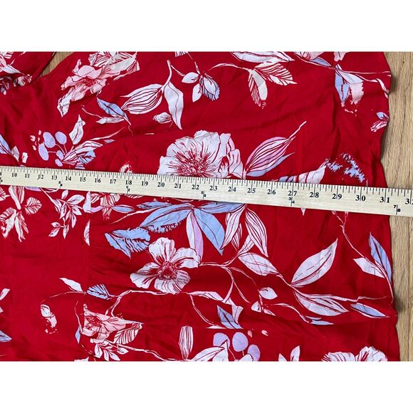 Free People Bella Women's Red 2x Blouse Romantic Babydoll Floral Boho Top - Picture 5 of 13